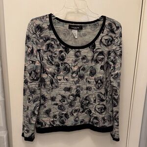Floral Long Sleeve Top 100% Cashmere!